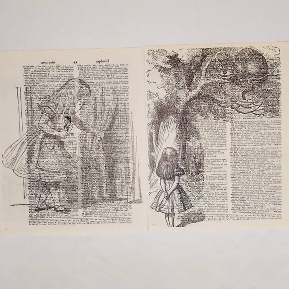 Alice in Wonderland Vintage Dictionary Prints, Through the Looking Glass Prints - Picture 9 of 9